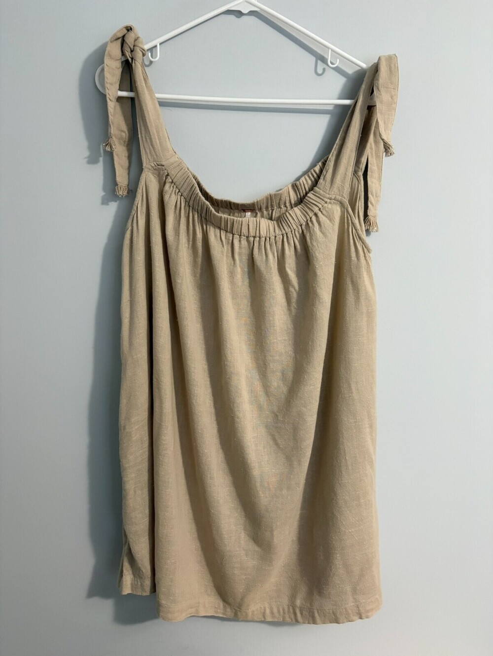 Free People Beige Just Right Dress Size Medium Pockets Cotton Viscose